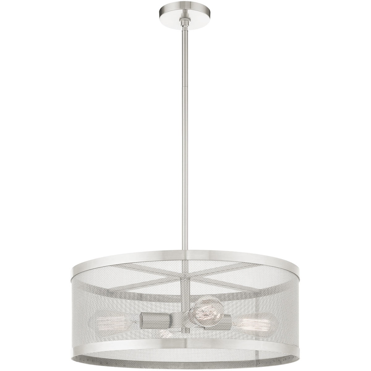 4 Light Brushed Nickel Chandelier with Brushed Nickel Stainless Mesh Shade