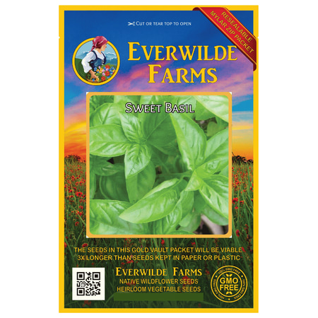 - Everwilde Farms - 1000 Sweet Basil Herb Seeds - Gold Vault Jumbo Bulk Seed Packet