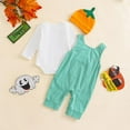 thumbnail image 4 of Caqnni Halloween Baby Girl Boy Clothes Toddler Pumpkin Sweatshirt Long Sleeve Shirt Top Pocket Pants Fall Outfit Halloween Pajamas & Dailywear Set (12-18 Months,Green), 4 of 6