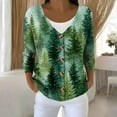 thumbnail image 2 of Women's Fashion Long Sleeve Christmas Snowman Snowflake Print Jacket Cardigan for Holiday Party and Casual Daily Wear,Mint Green,S, 2 of 7