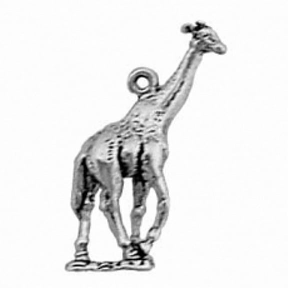 Sterling Silver 16" .8mm Box Chain 3D Walking Giraffe Pendant Necklace