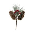 thumbnail image 2 of Rama de pino artificial con frutos rojos, realista, para manualidades navideñas. Longitud 18cm, 2 of 9