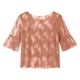 thumbnail image 4 of Trendfront Womens Floral Lace Blouses Crewneck 3/4 Sleeve Sheer Mesh Elegant Scalloped Hem Dressy Casual Party Holiday Going Out Tunic Tops, 4 of 4