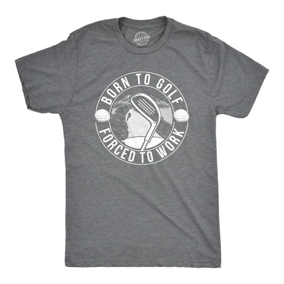Mens Born to Golf T Shirt Funny Sports Golfing T Shirt Dad Golfer Humor (Dark Heather Grey) - M