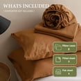 thumbnail image 3 of Simple&Opulence 100% Linen Sheet Set Solid Color-4 Pcs Washed French Linen (1 Flat Sheet,1 Fitted Sheet,2 Pillowcases)-Breathable Bedding Set (Rust, Queen), 3 of 9