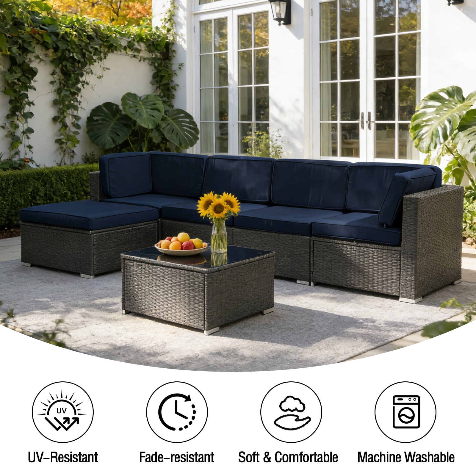 FKS LIFE Outdoor Cushions Covers Patio Sofa Washable Cushions Cover Furniture Cushion Slipcovers Sets (11 Pack)