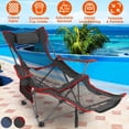 thumbnail image 3 of Zorpupoa Portable Camping Chair, Heavy Duty Steel Folding Reclining Chair 330lbs Load with Reclining Backrest Angle Cup Holder for Camping Fishing, Black, 3 of 13