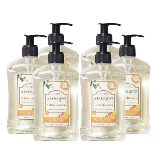 A LA MAISON Jabón de manos líquido francés Flor de cítricos - Lavado de manos natural hecho con aceites esenciales - Biodegradable a base de plantas, vegano, sin crueldad, sin alcohol ni parabenos (pa