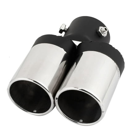 Unique BargainsCar Stainless Steel 2 Round Outlet Exhaust Tail Muffler Tip Silver Tone