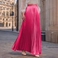 thumbnail image 2 of ClodeEU Women's Pleated Elastic Waist Ankle Length Skirt,Solid Color Casual Flowy Maxi Skirt Hot Pink,Womens Plus S, 2 of 6