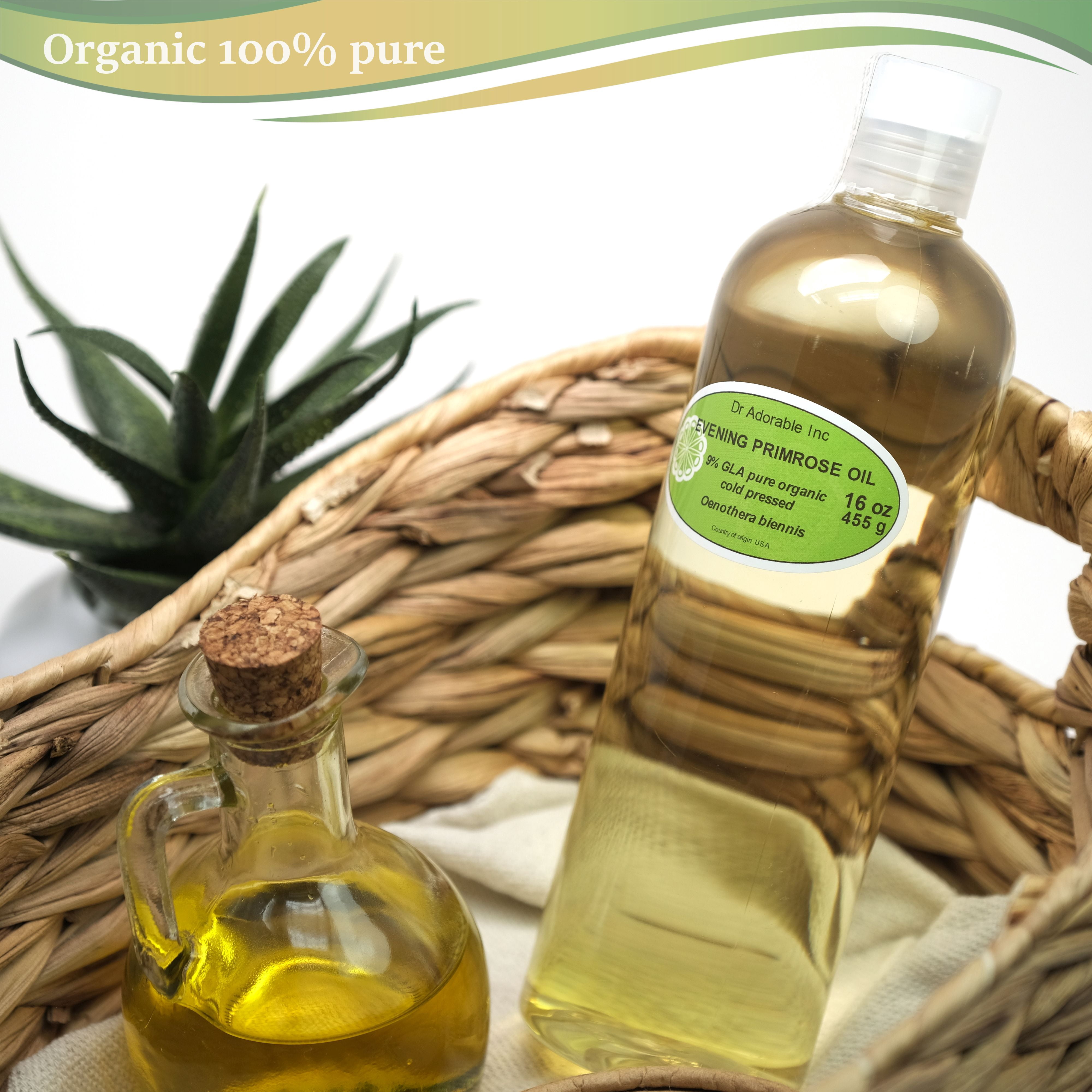Dr. Adorable - 100% Pure Evening Primrose Oil 9% GLA Organic Cold Pressed Moisturizing Oil For Face Skin Hair Anti Aging - 48 Oz