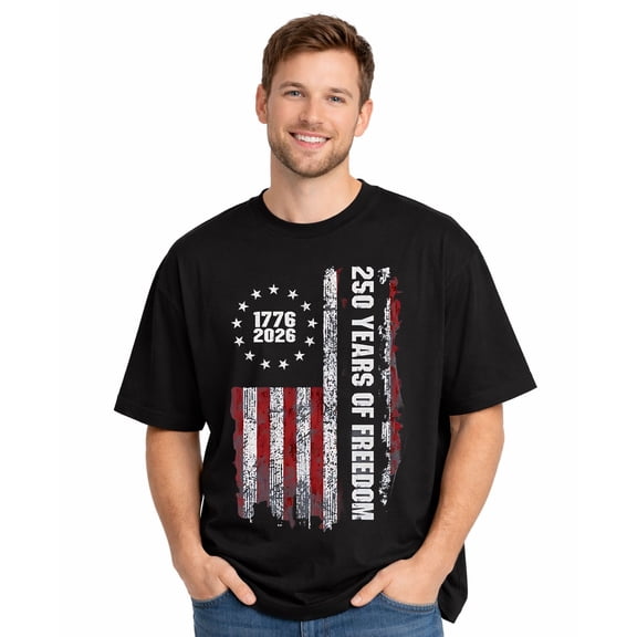 usa freedom wings Patriotic American 250th Anniversary Commemorative T-shirt 1776–2026 Adult T-shirt, Soft Pure Cotton Short Sleeve Independence Day Graphic T-shirt