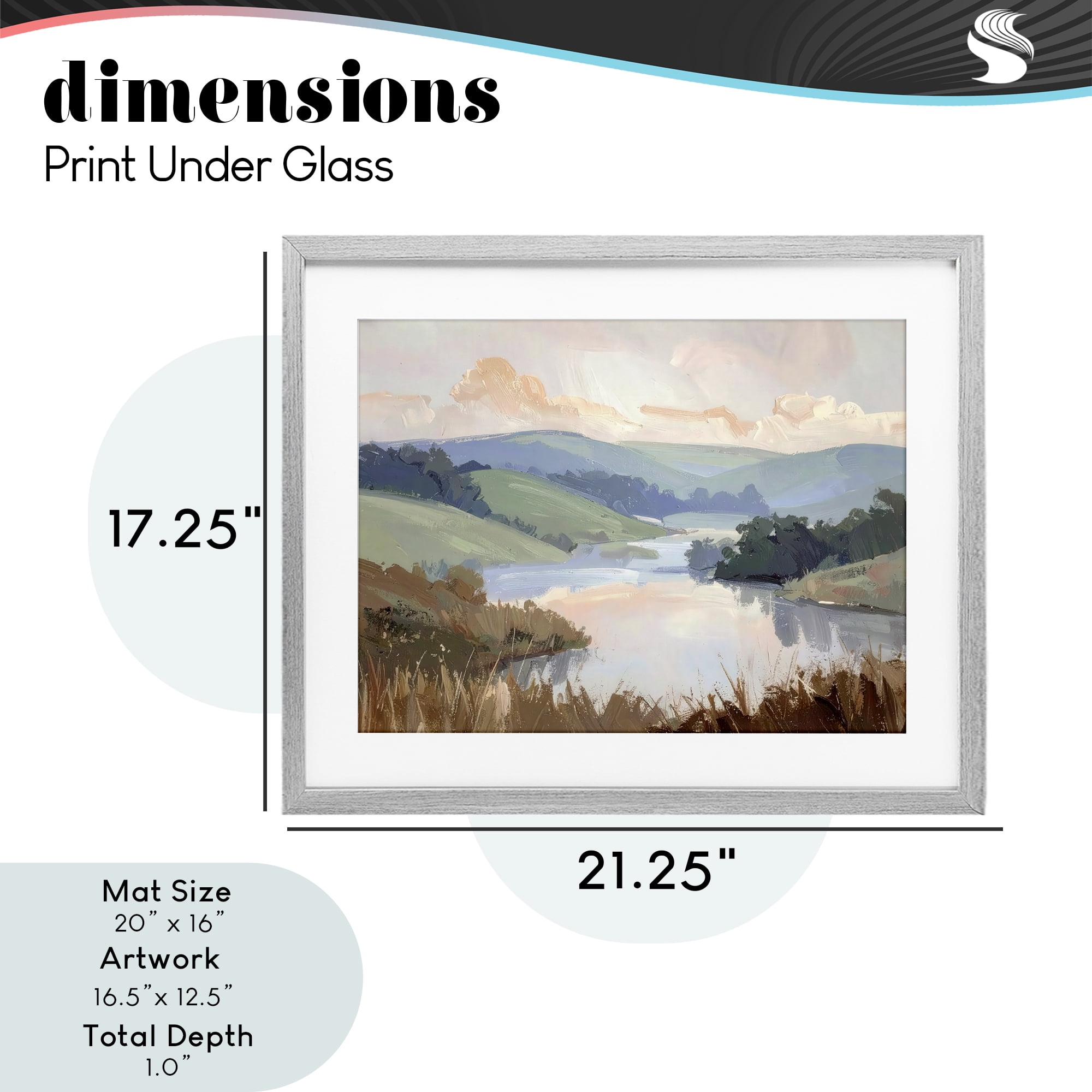 Stupell Industries Muted Distant Mountains Gray Framed Print Under Glass, design by Alonza Saunders
