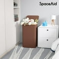thumbnail image 3 of SpaceAid 110L Laundry Hamper with Lid, Large Tall Clothes Basket Bin, Brown, 3 of 6