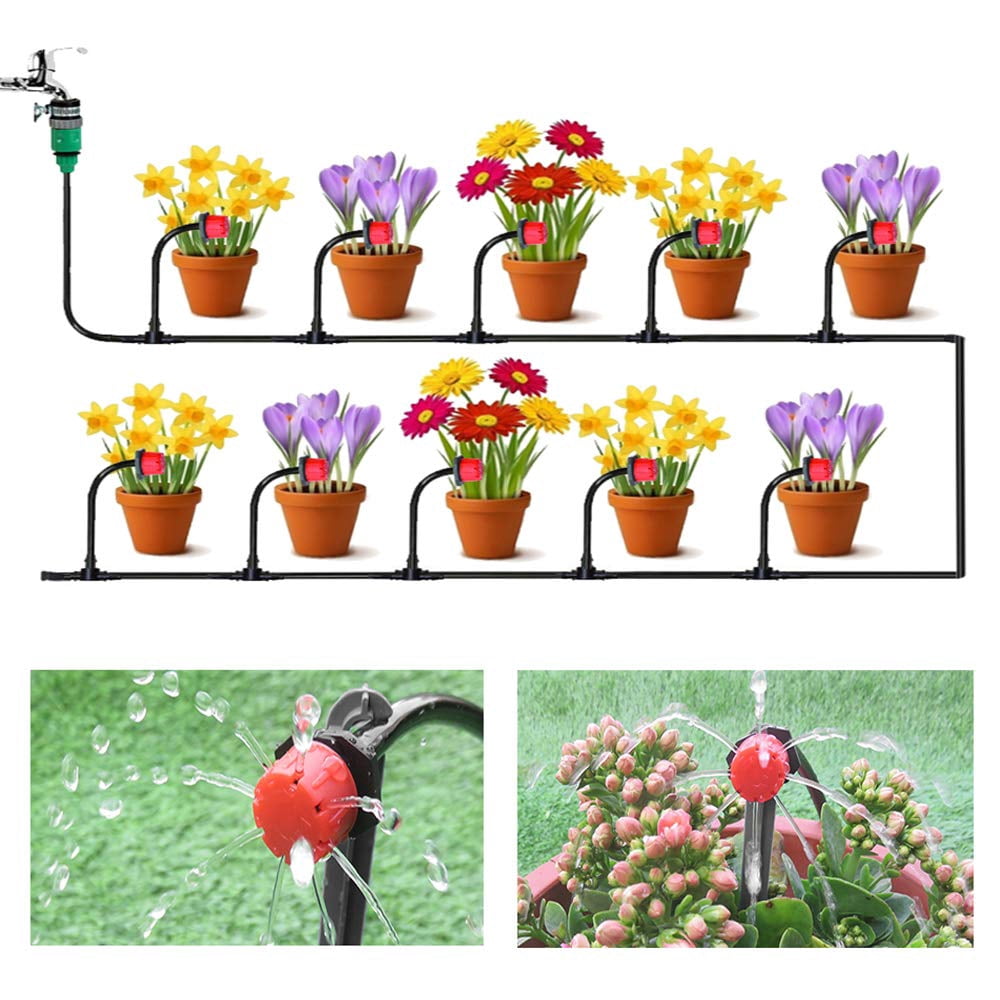 Drip Irrigation System, 82FT 30 Water outlet Garden Irrigation System Blank Distribution Tubing Watering Drip Kit Automatic Irrigation Equipment Equipment for Garden Greenhouse, Flower Bed,Patio,Lawn