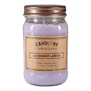 Candlove "Lavender Lemon" Scented 16oz Mason Jar Candle 100% Soy Made In The USA