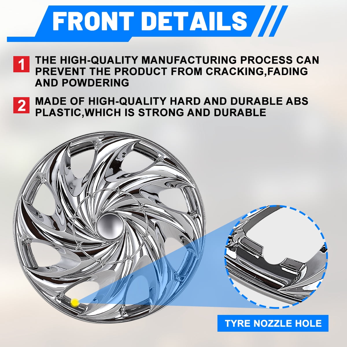 4PCS Set 15" Universal Hubcap Wheel Cover Replacement,Wheel Rim Cover Exterior Accessories,Snap On Car Truck SUV,ABS Material(15-Inch,Chrome)