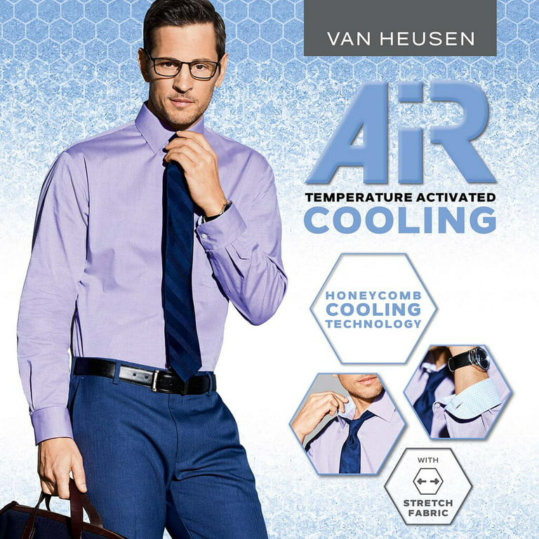 Van Heusen Air Mens Blue Graphite Long Sleeve Dress Shirt Medium