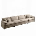thumbnail image 3 of Modern Corduroy 4-Seater Sofa with 2 Arm Pillows and 4 Throw Pillows, Easy Assembly and Comfortable, 3 of 14