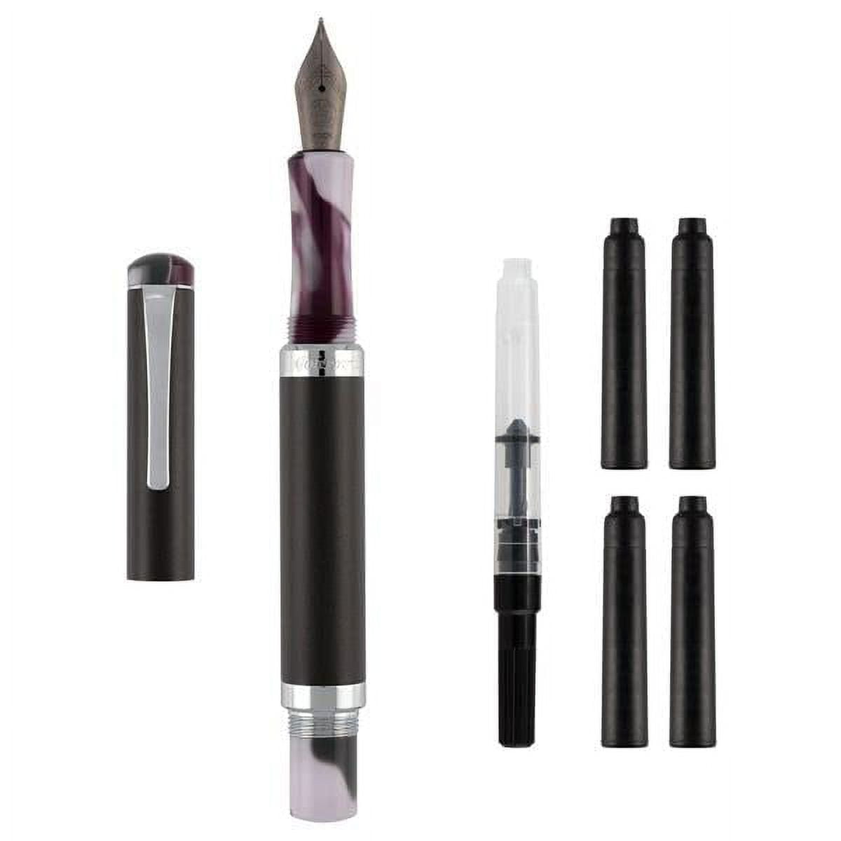 Goldenritt Sketchwriter Victoria Fountain Pen - Includes Triple-Section Titanium Nib for Writing & Sketching - [Charcoal Luster - Medium]