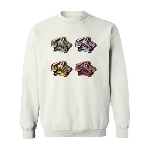 Pop Art Vintage Telephones Sweatshirt Women -Image by Shutterstock, Female Large