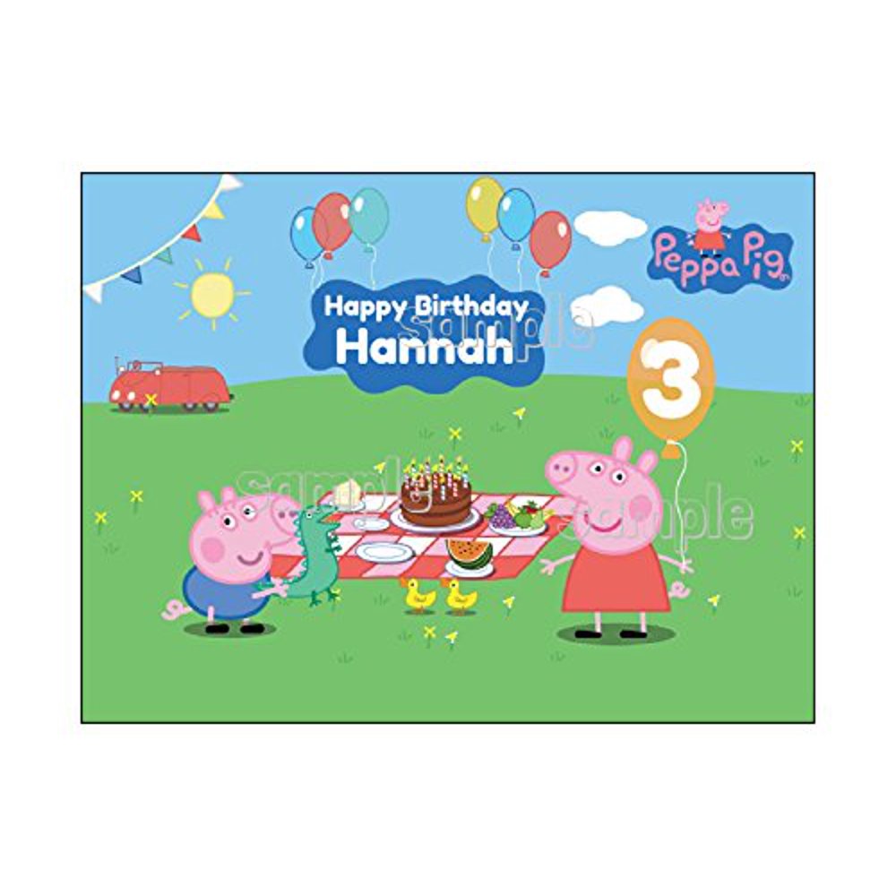 Peppa Pig Edible Frosting Image Birthday Cake Topper 1/4