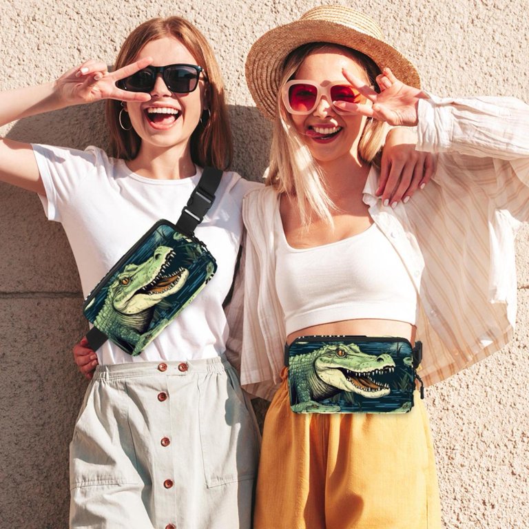 Crocodile Fanny Pack for Men Women, Crossbody Waist Bag Pack, Belt