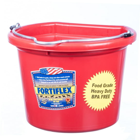 Fortex/Fortiflex FB108R Heavy Duty Flat Side Bucket, Rubber Polymer Alloy, Red