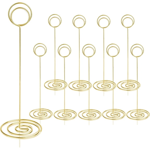 Table Number Holders 10Pcs - 8.75 inch Tall Stands Place Card Holder for Wedding Party Graduation Reception Restaurant Home Photo Picture Office Memo (Gold, 8.75")