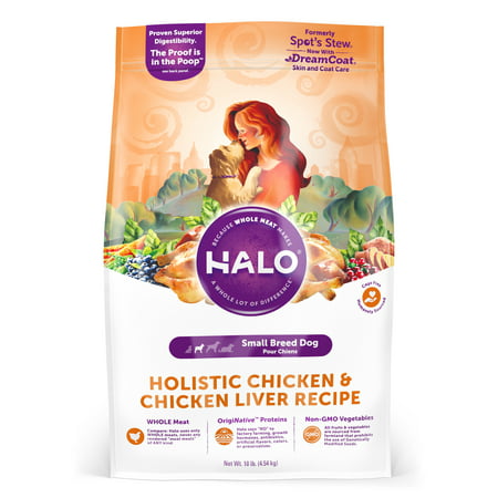 Halo Natural Dry Dog Food, Small Breed Chicken & Chicken Liver Recipe, 10-Pound (Top 10 Best Dog Foods Uk)