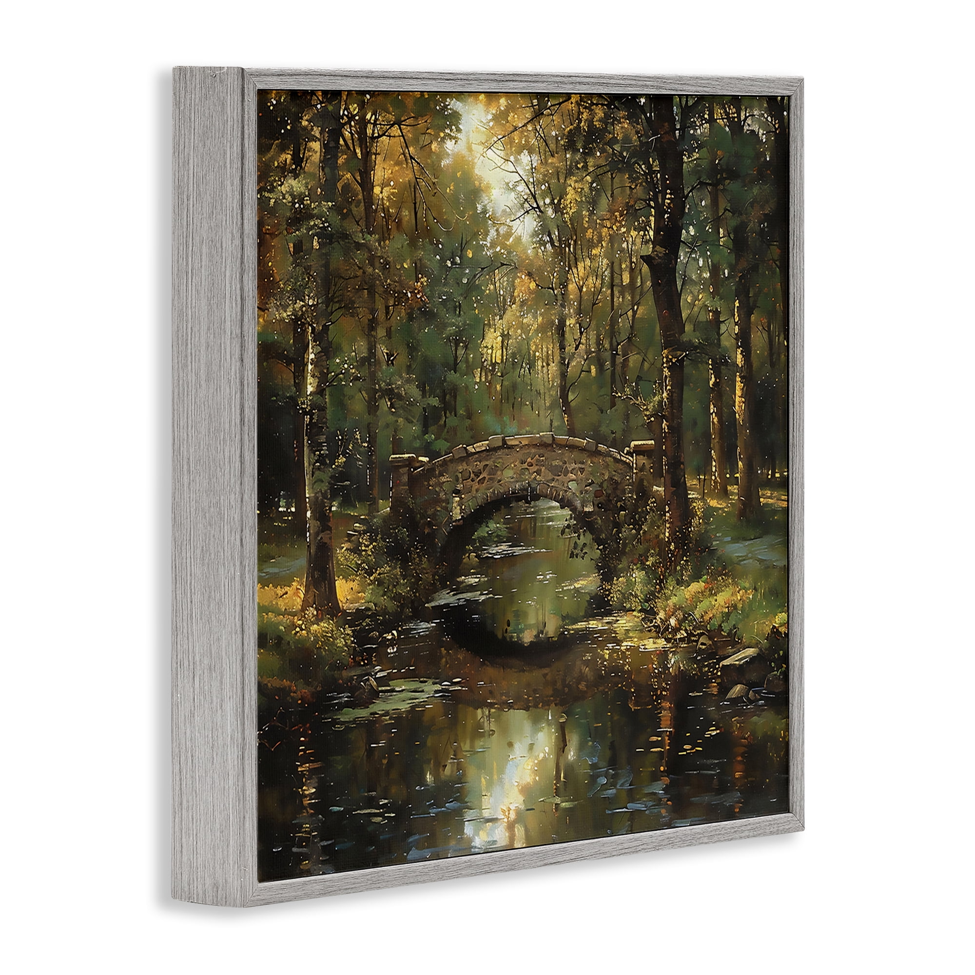 Stupell Industries Forest Bridge in Autumn Light Gray Framed Giclee Art, design by Creative Studio