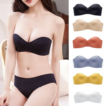 

harmtty Women Bra Push Up Comfortable Wire Free Detachable Strap Anti-slip Band Women Bralette Inner Wear Clothes Nude L