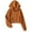 Brown, variant on Daznico Women's Cropped Zip Hoodie - Long Sleeve Streetwear with Drawstring & Pocket, Solid Color Pullover,Zip Up Hoodie Women,Zip Up Sweatshirt Women,Color: Brown Size: XL
