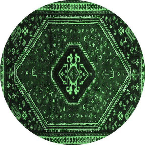 Ahgly Company Indoor Round Persian Emerald Green Traditional Area Rugs, 3' Round