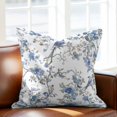 thumbnail image 2 of Chinese Style Throw Pillow Cover Blue Flowers and Birds Figure Cotton Linen Cushion Cover Throw Pillow Case with Invisible Zipper for Couch Sofa Bed Chair Car 18x18 Inch, 2 of 14