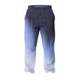 thumbnail image 5 of Men's Fleece Two-Tone Color Gradient Print Pocket Casual Long Pants - Home Lounge Sleep Pajama Pants, Soft Comfortable,Dark Blue,2XL, 5 of 6