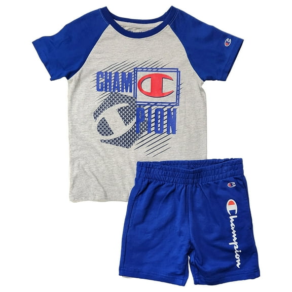 Boys Gray & Blue Champion T-Shirt & Athletic Shorts Outfit Set Size 7