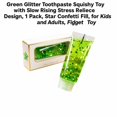 thumbnail image 2 of Green Glitter Toothpaste-Shaped Squishy Toy with Slow Rising Relaxation Design, 1 Pack, Star Confetti Fill, for Kids and Adults, Squeeze Toy, 2 of 3