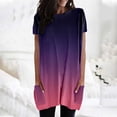 thumbnail image 4 of Jamsmile Women Tshirts Long Tops Summer Loose Pullovers Round Neck T-Shirts Short Sleeve Tunic Tee Shirt With Pockets Tops, 4 of 5