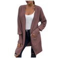 thumbnail image 2 of Lilgiuy Women's Solid Color Cardigan Wool Sweater Pocket Recreational Long Sleeve Tops 2022 Fall Winter, 2 of 5