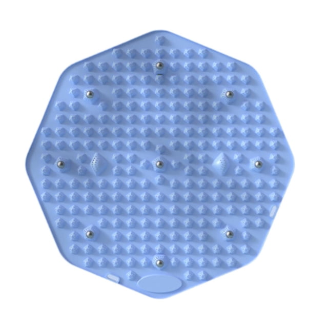 Alfombrilla de masaje para pies, esterilla de acupresión, alfombrilla para escritorio de pie, portátil, 55 cm de diámetro. Baño. Azul
