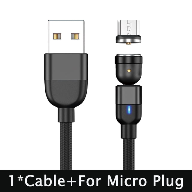 SZYUPXIN-Cable magnético giratorio de 540 °, cargador Micro USB 3 en 1, Cable magnético LED de 3m, tipo C, para iphone 11 Pro, XS, Xiaomi y Samsung
