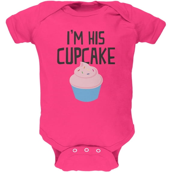 I'm His Cupcake Hot Pink Soft Baby One Piece - 0-3 months
