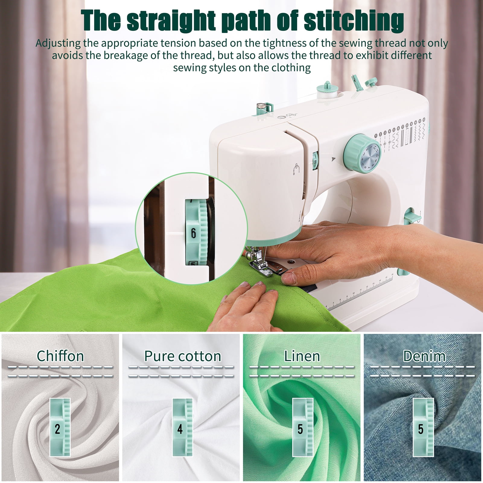 Sewing & Quilting Machine with 12 Built-in Stitches – Lightweight Portable Free Arm Design for Mending Clothes, DIY Quilting, and Small Projects | Beginner-Friendly Home Sewing Kit