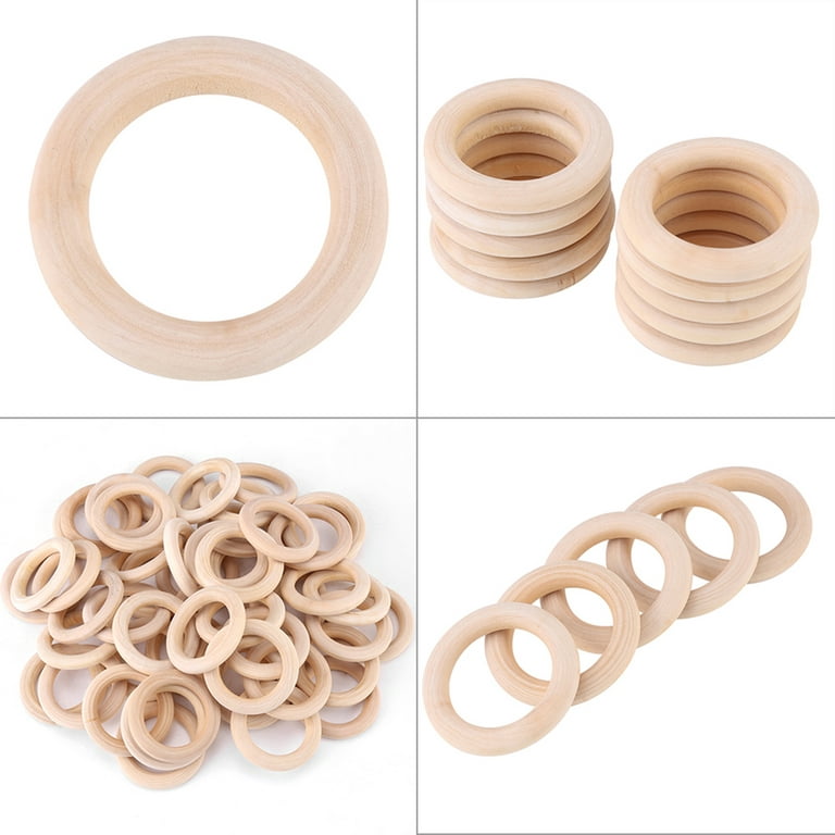 10Pack 100mm(4) Natural Wood Rings, 10mm Smooth Unfinished Wooden
