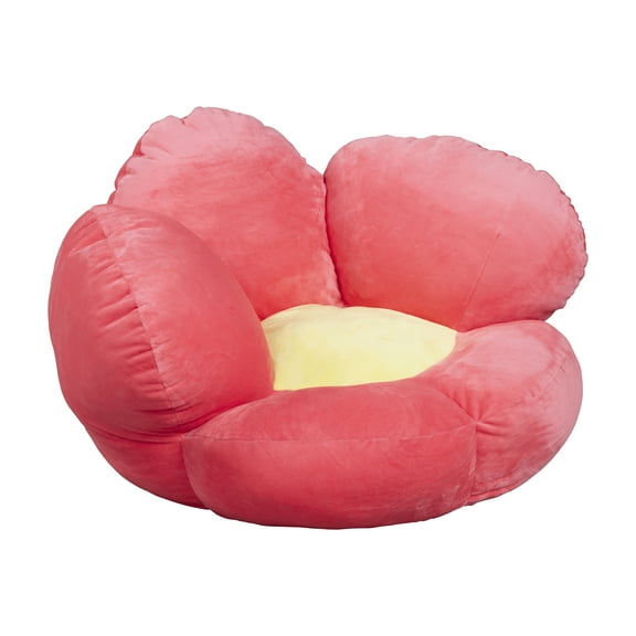 ECR4Kids SoftZone Flower-Shaped Cozy Floor Cushion, 25in, Flexible Seating, Bright Pink