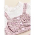thumbnail image 5 of Musuos Little Girls Tweed Skirt Outfit, 6M-4T Plaid Long Sleeve Fake Two-Piece Crop Tops Elastic Waist Skirt 2 Piece Set for Fall, 5 of 9