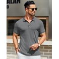 thumbnail image 2 of COOFANDY Men's Button Golf Shirts Short Sleeve Slim Fit Casual Textured Polo T-Shirts Summer Dress Polo Wear, 2 of 6