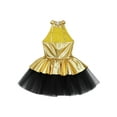 thumbnail image 4 of iixpin Kids Girls Sequin Sleeveless Ballet Dance Dress Tutu Skirt Leotard Ballerina Performance Costume Dancewear Gold 16, 4 of 7