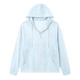 thumbnail image 3 of VJGBEGW Women Cotton Linen Full Zip Hoodie Long Sleeve Casual Tops Lightweight Cover Up Sweatshirts with Pockets, 3 of 7